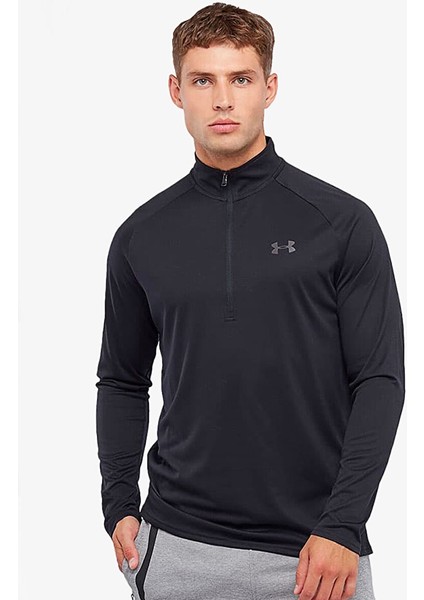Siyah Erkek Yuvarlak Yaka T-Shirt 1328495-001 Ua Tech 2.0 1/2 Zip