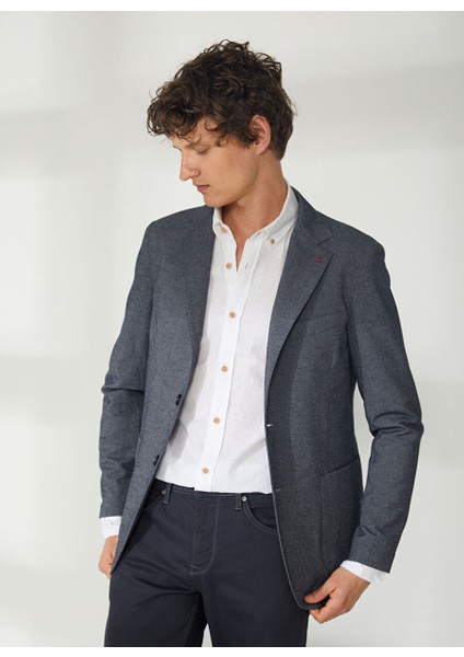 Lacivert Erkek Uzun Cepli Slim Fit Yazlık Ceket A262ALAN60TF240-