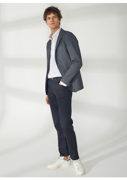 Lacivert Erkek Uzun Cepli Slim Fit Yazlık Ceket A262ALAN60TF240-