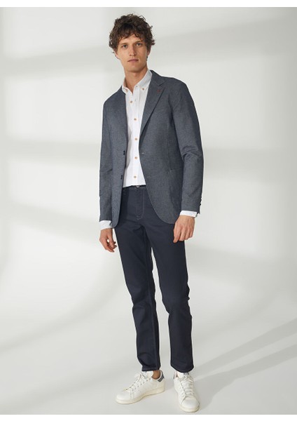 Lacivert Erkek Uzun Cepli Slim Fit Yazlık Ceket A262ALAN60TF240-