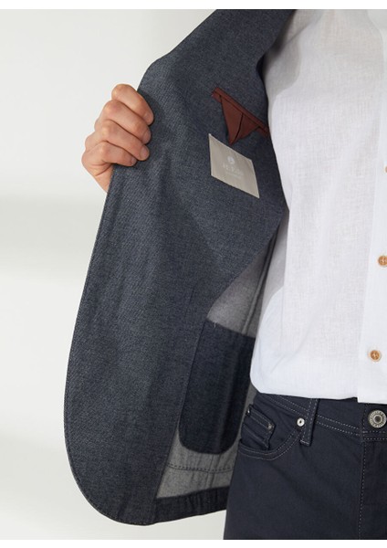 Lacivert Erkek Uzun Cepli Slim Fit Yazlık Ceket A262ALAN60TF240-