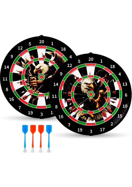 4 Oklu Mıknatıslı Taraftar Dart Seti Çift Yönlü Manyetik Dart Askılı Dartboard