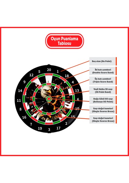 4 Oklu Mıknatıslı Taraftar Dart Seti Çift Yönlü Manyetik Dart Askılı Dartboard