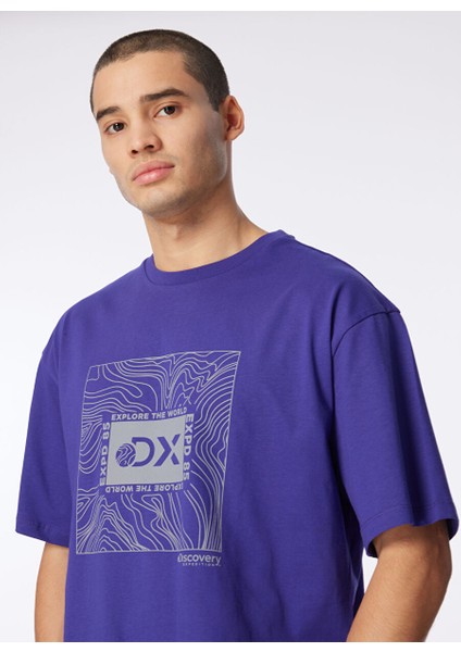 Mor Bisiklet Yaka Loose Fit Baskılı T-Shirt D4SM-TST3256 fırsatları