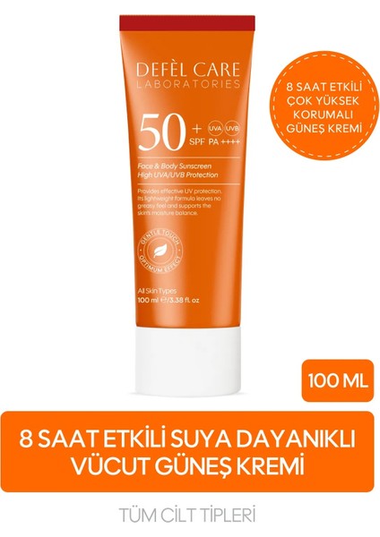 Spf 50 Vücut Güneş Kremi Yağ ve Beyaz Kalıntı Bırakmayan Uva/uvb Koruyucu Nemlendirici Krem (100 Ml)