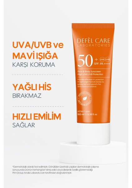 Spf 50 Vücut Güneş Kremi Yağ ve Beyaz Kalıntı Bırakmayan Uva/uvb Koruyucu Nemlendirici Krem (100 Ml)