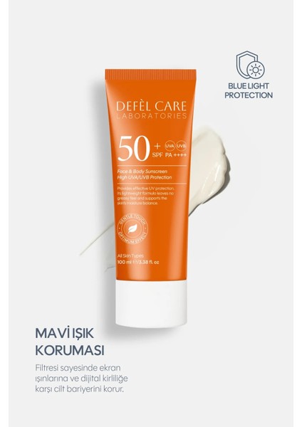 Spf 50 Vücut Güneş Kremi Yağ ve Beyaz Kalıntı Bırakmayan Uva/uvb Koruyucu Nemlendirici Krem (100 Ml)