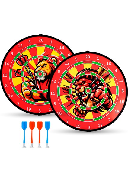 4 Oklu Mıknatıslı Taraftar Dart Seti Çift Yönlü Manyetik Dart Askılı Dartboard