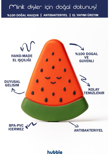 Bebek Diş Kaşıyıcı Ve Oyuncağı ( Kauçuk) Karpuz