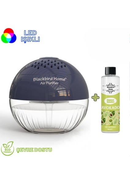 Işıklı Hava Temizleyici Küre Antrasit + 150 ml Vanilya Küre Solüsyonu