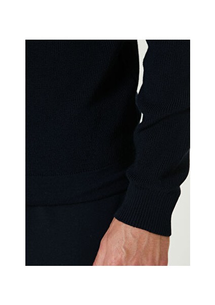 Lacivert Erkek Dik Comfort Fit Düz Kazak 1091941