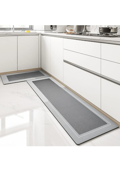 Su Emici Paspas Mutfak Paspası Şık Tasarım Kaymaz Taban 156*38 cm Takım 38X58 cm Yazısız Model M-61