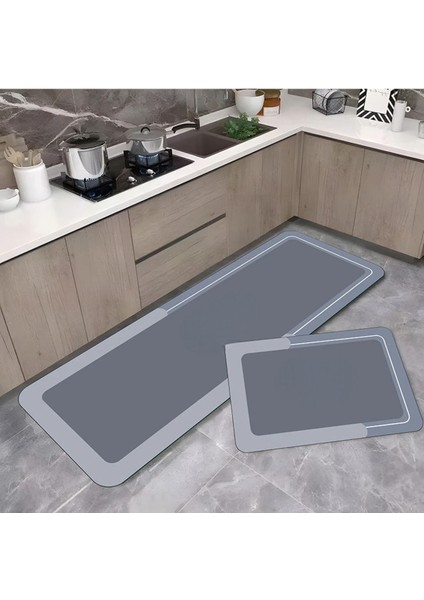 Su Emici Paspas Mutfak Paspası Şık Tasarım Kaymaz Taban 156*38 cm Takım 38X58 cm Yazısız Model M-61