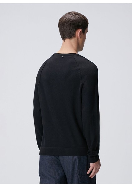 Siyah Erkek Bisiklet Slim Fit Düz Kazak 1092041