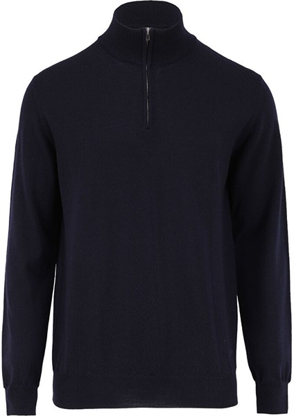Koyu Lacivert Erkek Bisiklet Slim Fit Kazak WM63_ZMG9