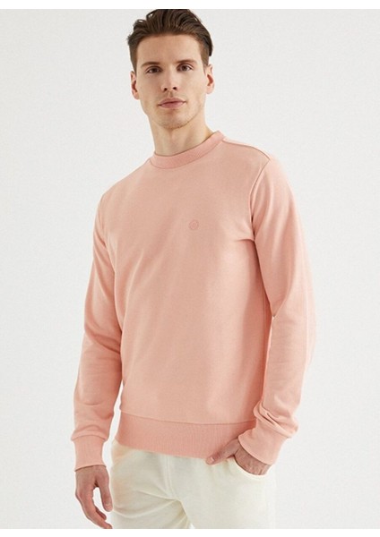 Pembe Bisiklet Yaka Pamuklu Regular Fit Erkek Sweatshirt Core O Neck