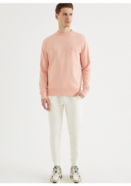 Pembe Bisiklet Yaka Pamuklu Regular Fit Erkek Sweatshirt Core O Neck