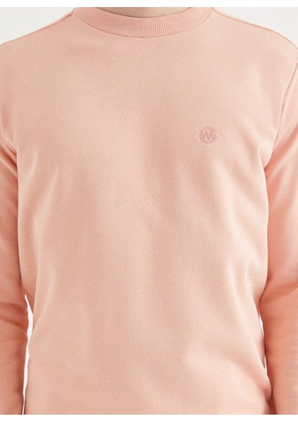 Pembe Bisiklet Yaka Pamuklu Regular Fit Erkek Sweatshirt Core O Neck