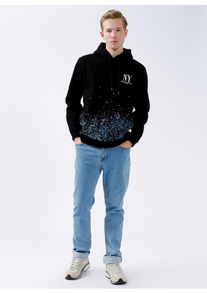 Kapüşonlu Relaxed Baskılı Siyah Erkek Şardonlu Sweatshirt E-Brush fiyatları