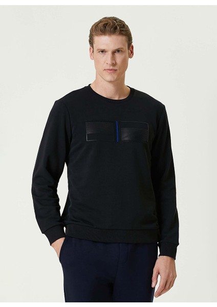 Lacivert Erkek Bisiklet Slim Fit Düz Sweatshirt 1092998