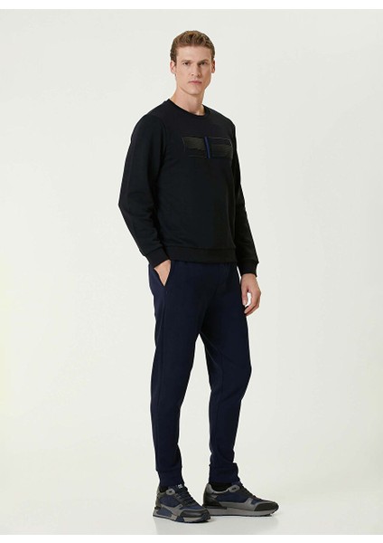 Lacivert Erkek Bisiklet Slim Fit Düz Sweatshirt 1092998