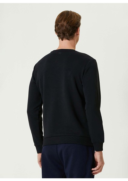 Lacivert Erkek Bisiklet Slim Fit Düz Sweatshirt 1092998