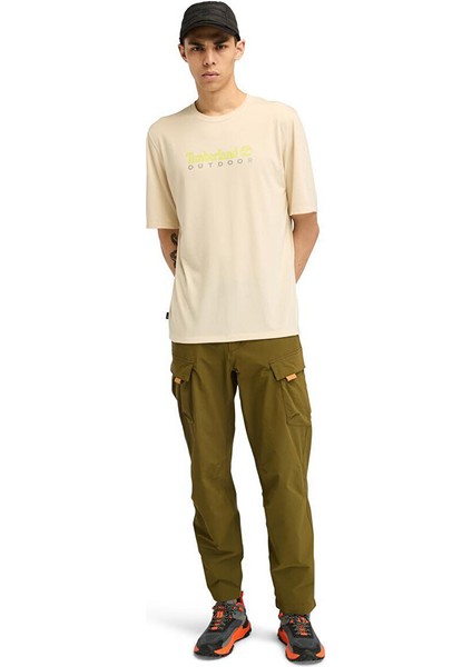 Krem Erkek Normal Düz T-Shirt TB0A5SFXEFL1_UV-PROTECTION Logo Sho modelleri