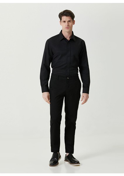 Slim Fit Klasik Yaka Siyah Erkek Gömlek 1087379