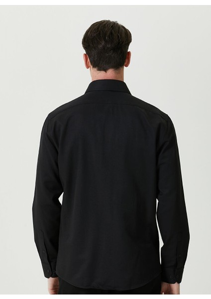 Slim Fit Klasik Yaka Siyah Erkek Gömlek 1087379 fırsatları