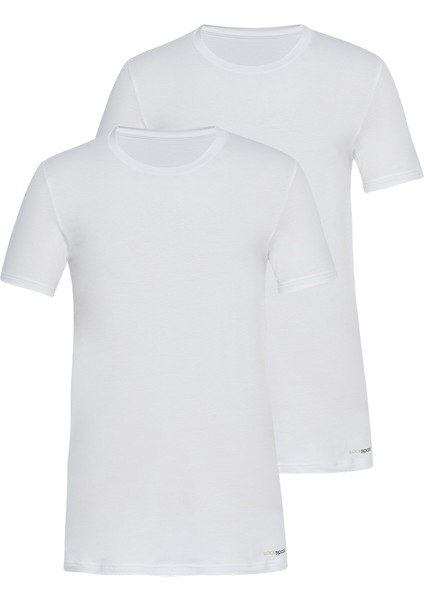 9675 KISA KOL 2 Lİ BEYAZ T-SHİRT