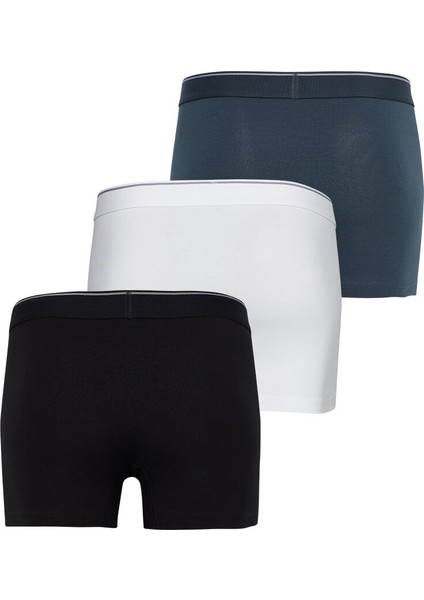 9670 ERKEK TENDER COTTON SHORTY 3 LÜ BEYAZ-SİYAH-ANTRASİT BOXER