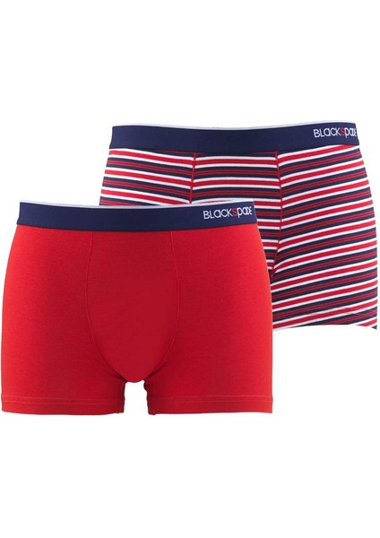9551 ERKEK STRİPES 2 Lİ KIRMIZI BOXER