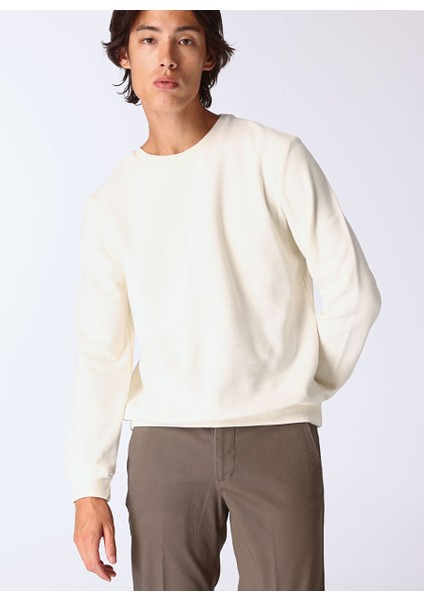 Ekru Erkek Bisiklet Basic Düz Sweatshirt MML4WM-SWT9518