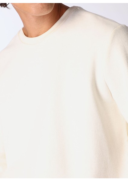Ekru Erkek Bisiklet Basic Düz Sweatshirt MML4WM-SWT9518