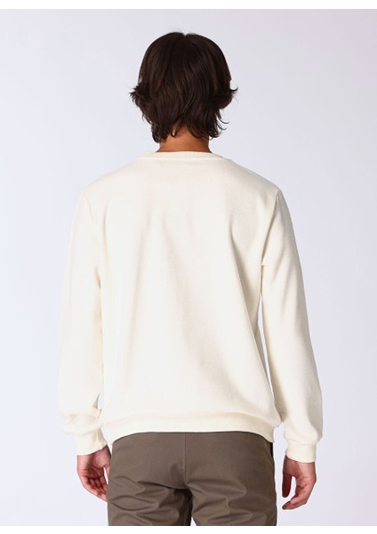 Ekru Erkek Bisiklet Basic Düz Sweatshirt MML4WM-SWT9518