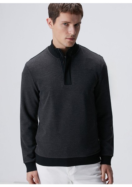 Siyah Erkek Fermuarlı Slim Fit Düz Sweatshirt 1091891 fiyatları