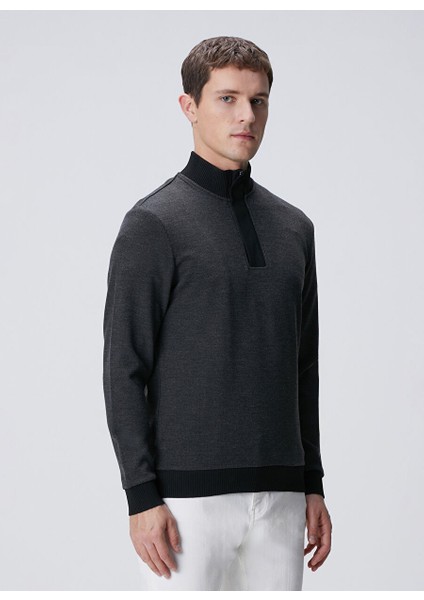 Siyah Erkek Fermuarlı Slim Fit Düz Sweatshirt 1091891 fırsatları