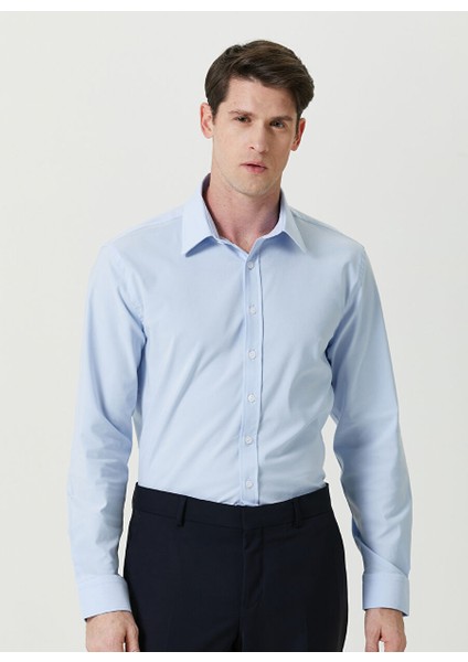 Slim Fit Klasik Yaka Açık Mavi Erkek Gömlek 1087382