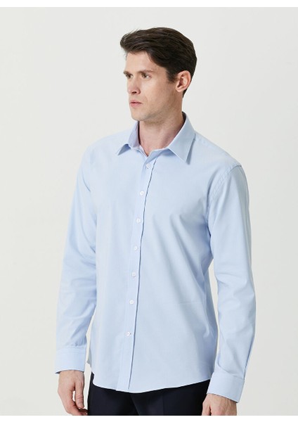 Slim Fit Klasik Yaka Açık Mavi Erkek Gömlek 1087382