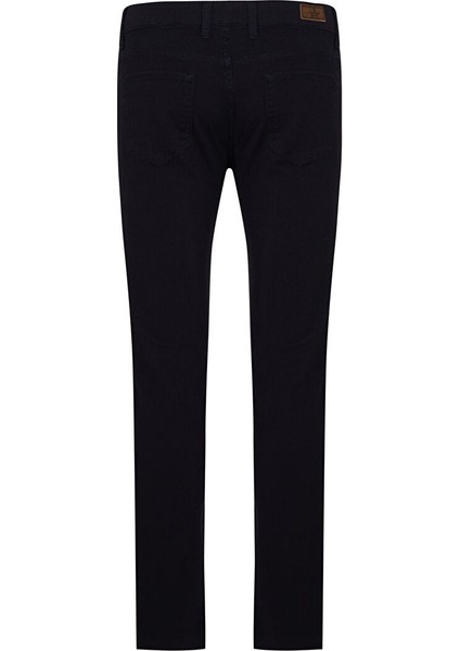 Lacivert Slim Fit Desenli Pamuklu 5 Cep Kanvas Pantolon