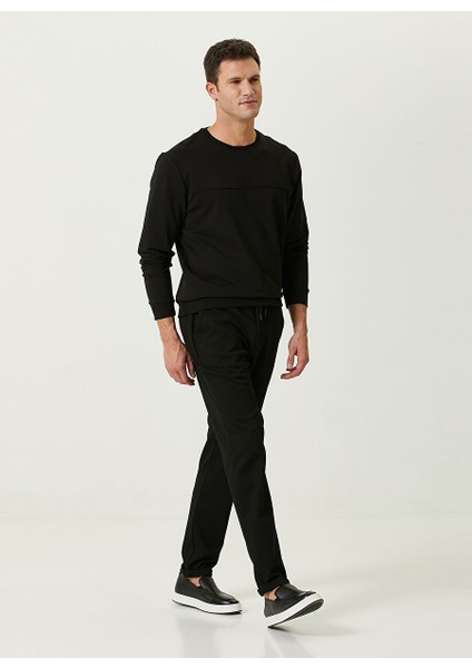 Bisiklet Yaka Siyah Erkek Sweatshırt 1087565