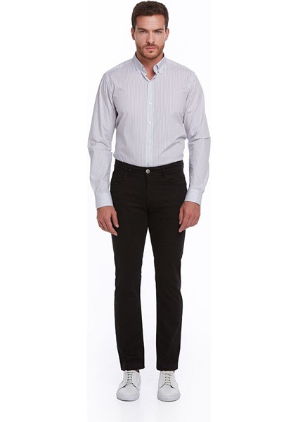 Siyah Regular Fit Düz Pamuklu 5 Cep Kot Pantolon