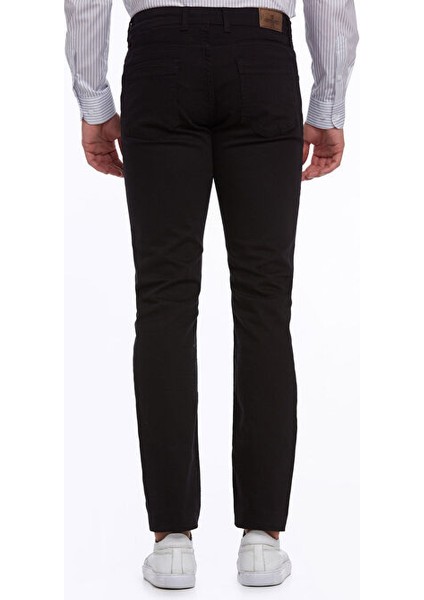 Siyah Regular Fit Düz Pamuklu 5 Cep Kot Pantolon