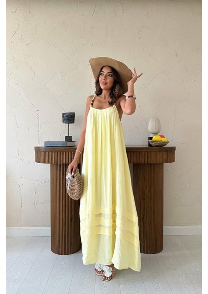 Sarı Askılı Müslin Elbise fiyatları