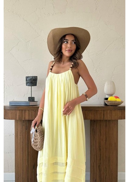 Sarı Askılı Müslin Elbise fırsatları