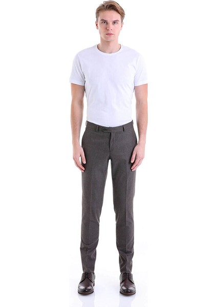 Kahverengi Slim Fit Düz Yandan Cep Kumaş Pantolon fırsatları