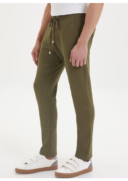 Haki Basic Düz Paça Pamuklu Regular Fit Erkek Eşofman Altı Essentıals Sweatpant