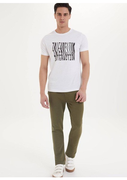 Haki Basic Düz Paça Pamuklu Regular Fit Erkek Eşofman Altı Essentıals Sweatpant