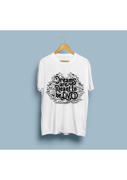 Oversize Hayaller Yaşanmak Içindir Yazılı Tasarım Unisex T-Shirt