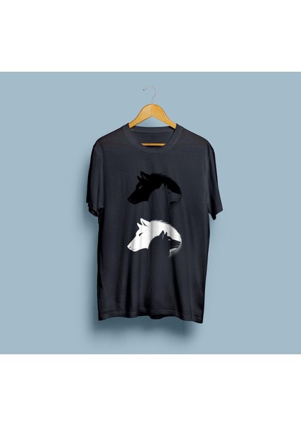 Oversize Wolf Couple / Çift Kurt Tasarım Unisex T-Shirt